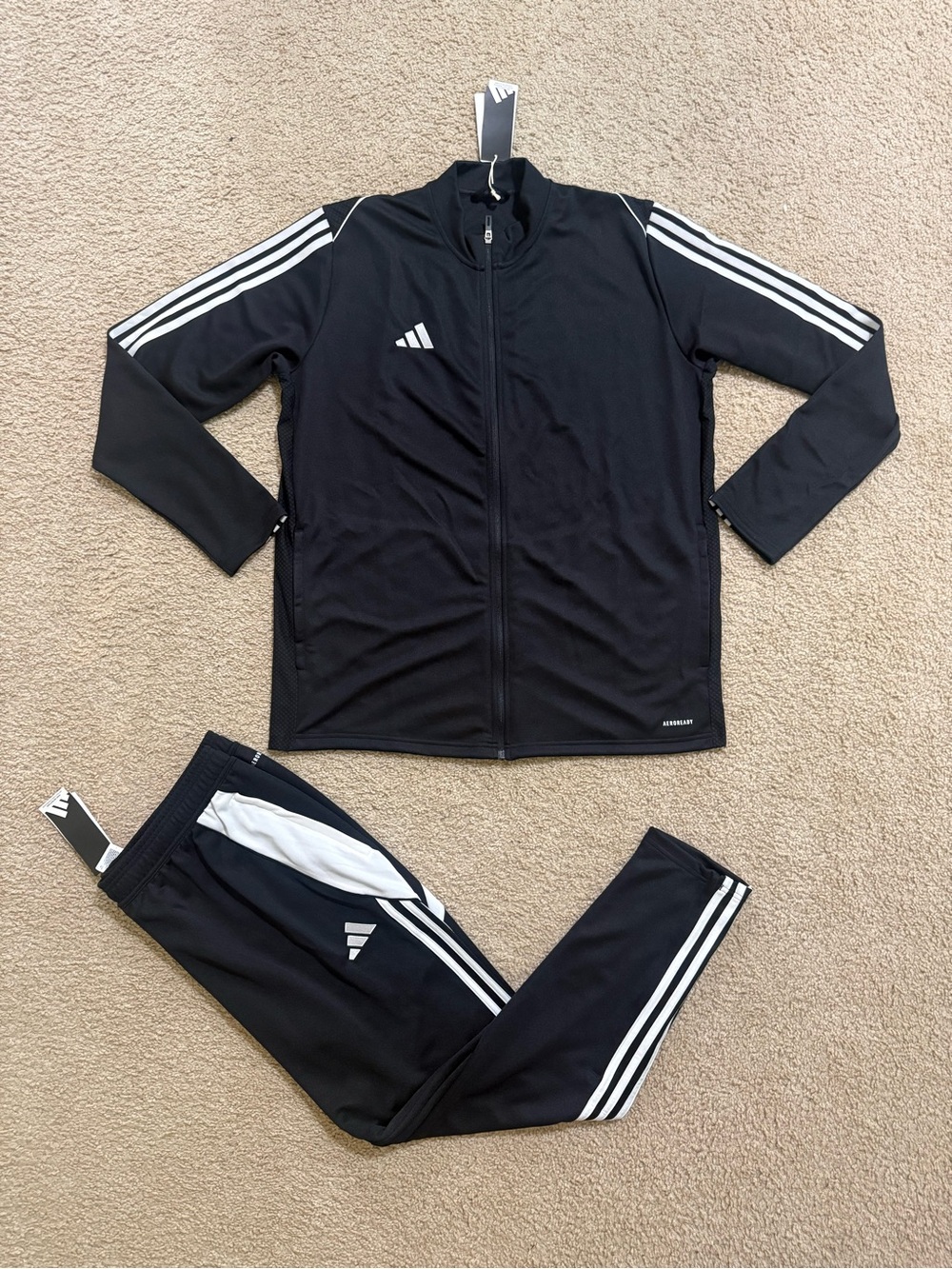 Adidas Mens Tiro Soccer Training Tracksuit Jacket & Pants Set Black New Sz XL